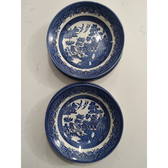 Churchill England vintage 2 Bowls 2 Plates  Blue Willow Set. Trending - Picture 10 of 10
